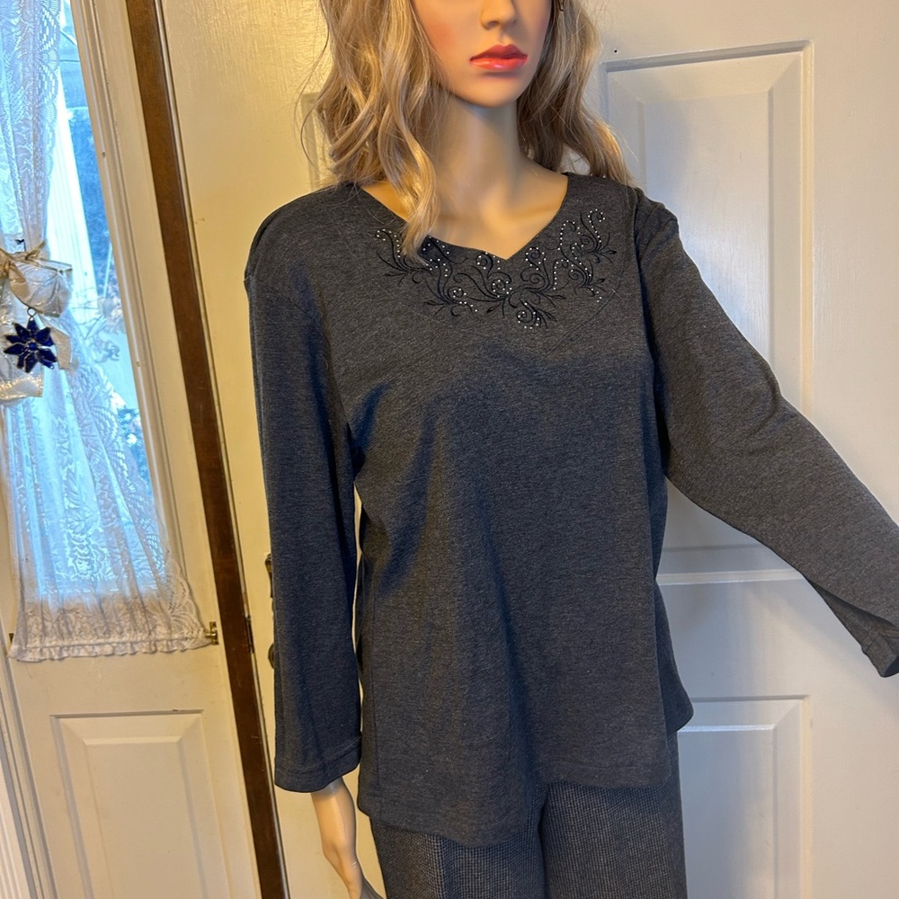 Two piece Allison Daley charcoal outfit. Stunning for casual & every day wear.
